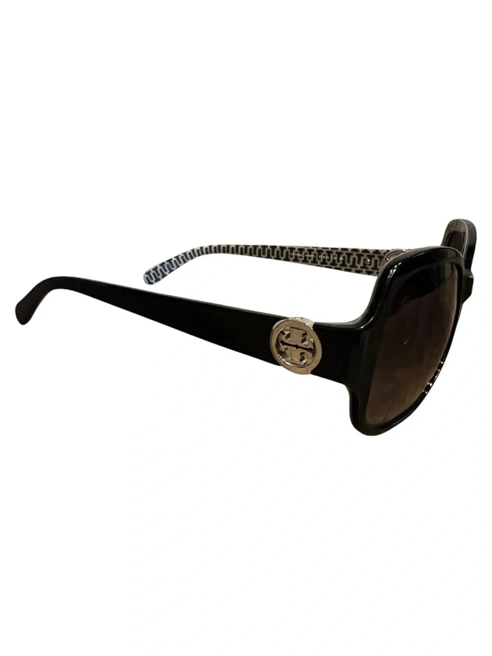 Tory Burch Black Frame Gradient Lens Logo Sunglasses